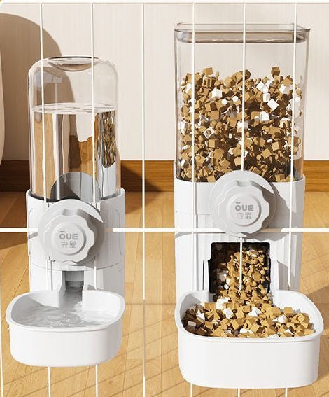 Pet hanging water + food feeder