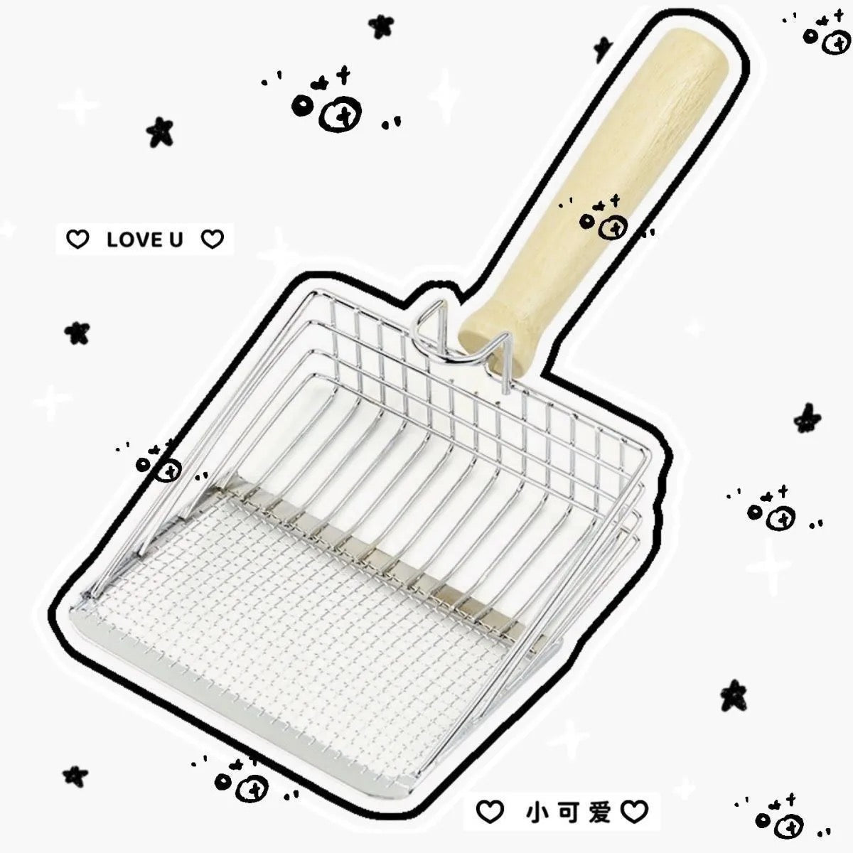 Metal cat litter shovel