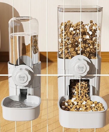 Pet hanging water + food feeder